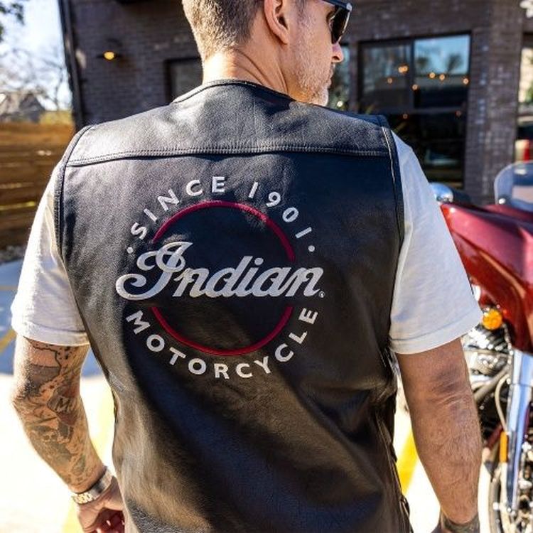 Indian Motorcycle men's Western leather vest - black
